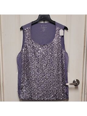 Chico's Lavender Sequin Scoop Neck Tank